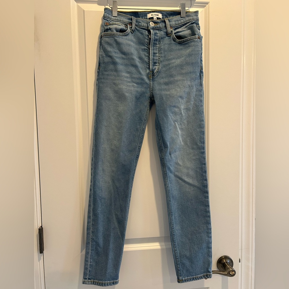 RE/DONE Light Wash 90s High Rise Ankle Crop Denim Jeans